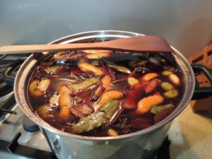 Photo of Gluhwein brewing on the stovetop